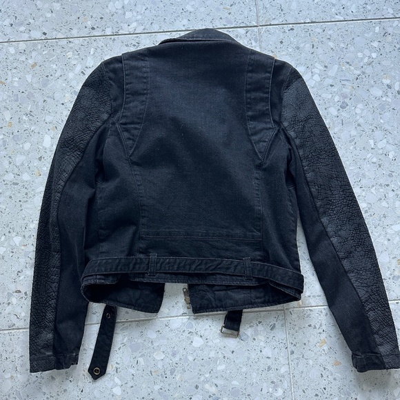 Current/Elliott Biker Jacket Denim Moto "Easy Biker" - Picture 4 of 6